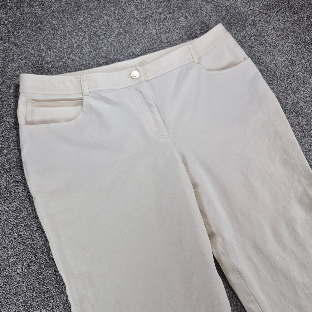 St. John Collection Pants Womens 16 White Wide Leg Embroidered Pockets USA